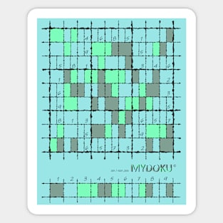 Mydoku_001_V001_006_F: Sudoku, Sudoku coloring, logic, logic puzzle, holiday puzzle, fun, away from screen Sticker